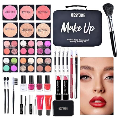 Kit de maquillage complet pour femme - Kit de maquillage professionnel - Kits cosmétiques pour femmes et débutants - Comprend des cosmétiques, des outils de maquillage et un étui portable