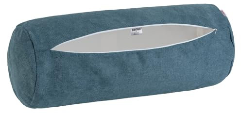 beties Farbton-Serie XL Nackenrollenbezug ca. 25x70 cm Premium Uni Kissenhülle aus deutschem Unternehmen, Chenille-Haptik in Raumausstatter Qualität - nordlicht-blau