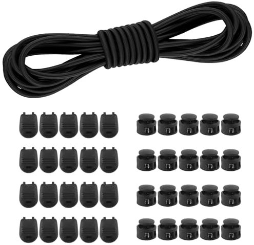 Banda elástica de 10 m, banda de goma de 3 mm para pulseras, cordón de goma, con 30 topes de cuerda y pinzas de cuerda, cuerda de goma redonda se utiliza para cuerdas de camping y proyectos de