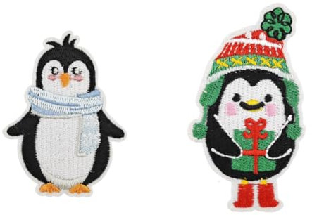 MEZHEN Pinguin Patches Zum Aufbügeln Weihnachten Bügelflicken Kinder DIY Aufnäher Applikation Flicken Zum Aufbügeln Kleidung Winter T-Shirt Jeans Taschen Flicken Patches Weihnachten Deko 10 Stück