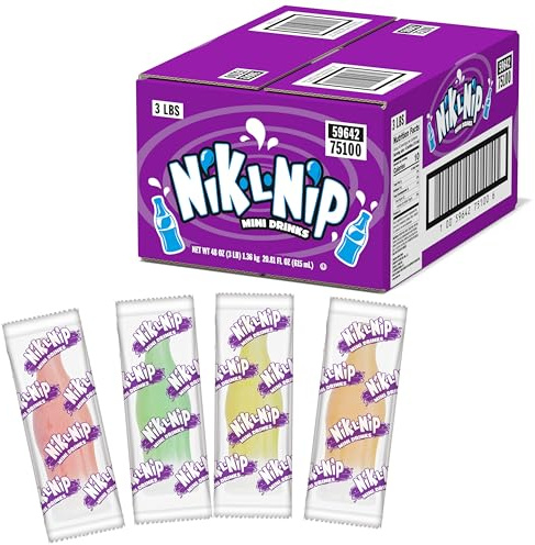 Tootsie Roll Nik-L-Nip Candy Wax Bottles - Fruit Flavored Mini Drinks - Bulk Individually Wrapped Candies for Kids, Parties, Classroom - 3 Pound Box