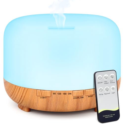 Aroma Diffuser Ultraschall Luftbefeuchter mit Fernbedienung: 500ml Diffuser für Ätherische Öle Aromatherapie Diffuser Aromatherapie Luftbefeuchter für Büro Wohnzimmer Schlafzimmer Büro Yoga Spa (Gelb)
