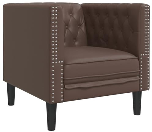 vidaXL Chesterfield Sessel, Loungesessel mit Knopfheftung, Polstersessel Relaxsessel für Wohnzimmer, Clubsessel Cocktailsessel Sofa, Braun Kunstleder