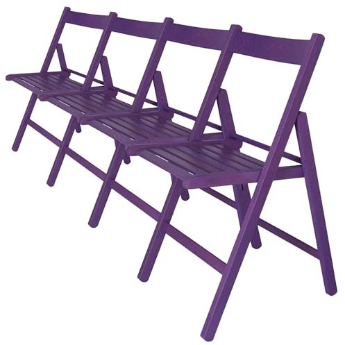 WELL HOME MOBILIARIO & DECORACIÓN - Pack 4 Sillas BAS en madera de haya, acabado lila