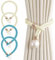 lbxtswpl Vorhang Raffhalter, 4 Stück Gardinenhalter, Gardinen Raffhalter Mit Perlen Raffhalter für vorhänge für Zuhause Büro Fenster Dekorativ(Beige/Pfauenblau)