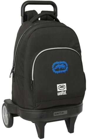 Safta ECKO UNLTD. World Großer Rucksack mit Rädern, kompakt, abnehmbar, ideal für Kinder verschiedener Altersgruppen, bequem und vielseitig, Qualität und Widerstandsfähigkeit, 33 x 22 x 45 cm, Schwarz
