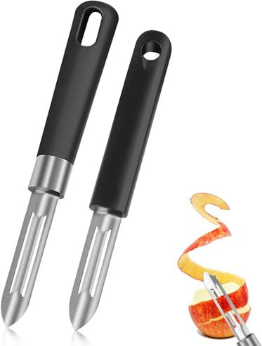 Pack of 2 Food Grade Stainless Steel Peeler with Handle, Double Blade Potato Peeler, Vegetable Peeler for Potatoes, Carrots, Cucumbers, Apples, Pears, Peeler Tupper