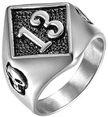 Sumpgle Glückszahl 13 Ring Biker Stil Edelstahl Schädel Ringe Herren Vintage Silber Gold Schmuck Klassische Mode Geschenk