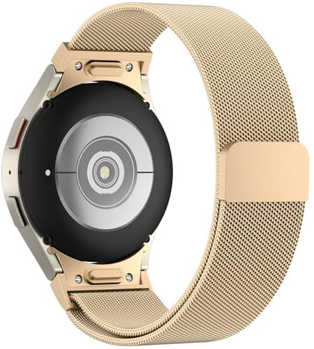 ZGCE Samsung Watch Armband für Samsung Galaxy Watch 7 6 5 4 Armband 44mm 40mm / 6 Classic 47mm 43m / 5 Pro / 4 Classic/FE, Keine Lücke Metall Edelstahl Ersatzarmband Damen Herren (Vintage Gold)