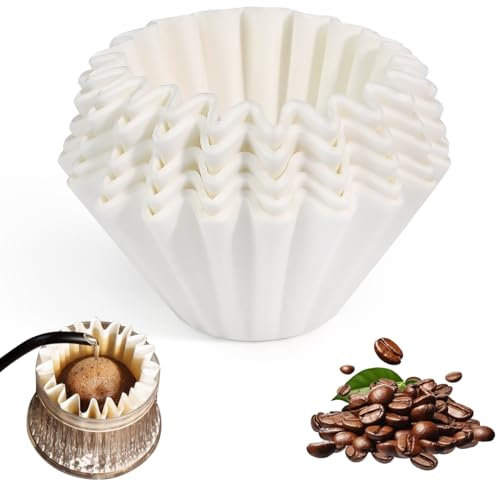 UHETLET 150 Unidades Filtros Café Papel 50/155 mm - Filtro de Café Blanco en Forma de Cesta, Filtros de Cesta Blanca para 1-2 Tazas, Compatibles con Melitta, Saro, Bonamat y Animo