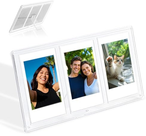 MaehSab Mini Picture Frame for 2x3 Films, 3 Grid Clear Table Photo Frame for Mini Photo Instant Film