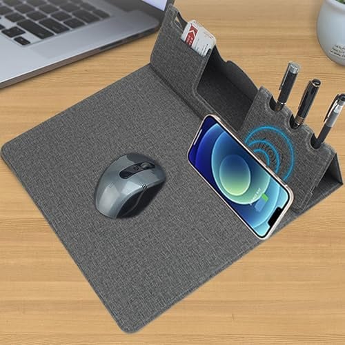 QSLKI Table Pad Set, 4-In-1 Mouse Pad, 15w Wireless Charging Table Pad Mouse Pad, Convenient Storage, Smooth and Mobile Table Pad, Used As Desktop Accessories For Offices, Homes, Gaming Rooms