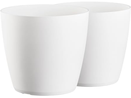 Tymar Set di 2 vasi per piante, in plastica, moderni, opachi, forma rotonda (colore bianco2, ø 35 cm)