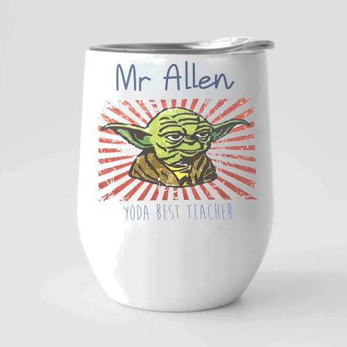 EKAM Personalised Best Teacher Wine Mug “End of School Year Teacher Gift Customise with Teacher’s Name - Wine Mug Gift from Kids - 12oz Mug (Design 01)
