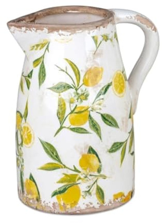 formano Deko Krug Vintage Lemon | Keramik Kanne mit Zitronen im old Look | 25x20 cm