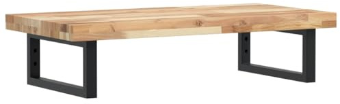 vidaXL Basin Shelf Wall Mounted Acacia Wood & Steel - Bathroom Floating Vanity Shelf | Modern Space-Saving Storage - 100x40x4 cm