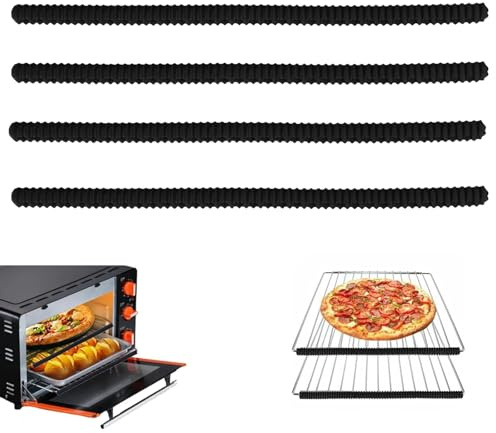Oven Shelf Protectors, 4 High Heat Resistant Silicone Oven Rack Protectors, 35x1.5cm Kitchen Ovens Protectors Strips for Baking, Grilling, Roasting