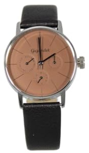Gigandet Armbanduhr Damen Multifunktion Datum Edelstahl Leder Silber Braun G38-016