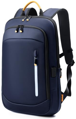 Lekespring Laptop Backpack for Men, 17.3 Inch Slim Business Travel Rucksack | with USB Charging Port, Expandable Water-resistant Lightweight Computer Bag, Blue