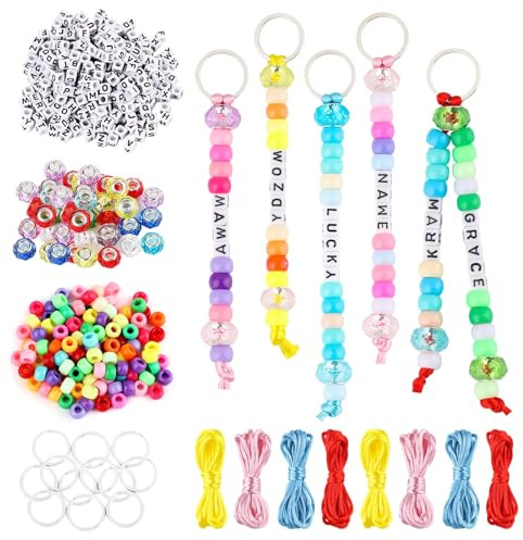 Nexlynk 564 Stück DIY Perlen-Schlüsselanhänger Bastelset, mit Buchstabenperlen, Herzperlen, Kreatives Schmuck Bastelset für Kinder und Erwachsene, Personalisierte Geschenke für Geburtstag und Ostern
