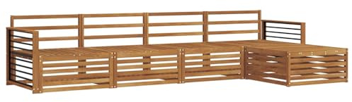 vidaXL Outdoor-Sofagarnitur 5 pcs Natur, Gartenlounge, Moderne Outdoor-Sofa, gemütliche Sitzgruppe, langlebige Terrasse für entspannte Stunden