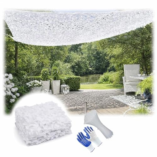 Genérico Red de Camuflaje Blanca de Oxford para Sombra Exterior, 3x5M Mallas de Camuflaje Militar para Caza, Camping, Jardín, Terraza y Decoración, Toldo de Protección Solar Vela