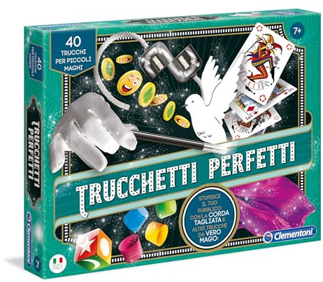 Clementoni - Trucchetti Perfetti, 40 Trucchi per Piccoli Maghi, Giochi di Magia per Bambini 7+ Anni, Include Bacchetta, Corda, Foulard e Tanti Altri Strumenti, Made in Italy, Lingua Italiana, 11558
