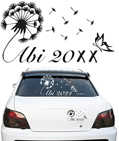 Abi 2021 2022 2023 Pusteblume Schmetterling Sunnywall Autotattoo Heckscheibe Aufkleber (Art.-Nr. 370)