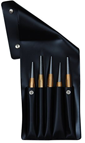 Bahco 3733S/5 Pin Punches Set Conical in Plastic Wallet, Silver/Gold/Black, Set of 5 Piece