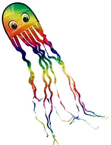 CIM Oktopus Drachen - Krake DRAKI Rainbow - Einleiner für Kinder ab 3 Jahren - Abmessung: 25x160cm - inkl. Drachenschnur