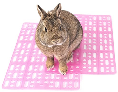 Niteangel 2 pièces Lapin Parc de Tapis de Pieds pour Cage, livré avec 4 onglets Fixe, Rose