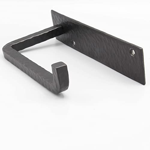 Stur-De Wrought Iron Toilet Paper Holder - Rustic Toilet Paper Holder Wall Mount Tissue Holder for Bathroom, TP Roll Holder for Farmhouse Style Home & Vintage House - 6.6 x 3.2 Inches (Black)