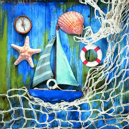 20 Servietten Meeressch?tze/Maritim/Seestern/Schiff/Muscheln 33x33cm