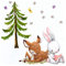 Little Deco Aufkleber Mädchen Kinderzimmer REH Hase und Tannenbaum Blumen Wandaufkleber Wandtattoo Tiere Babyzimmer Junge Kinder Wandsticker Sticker DL209-10