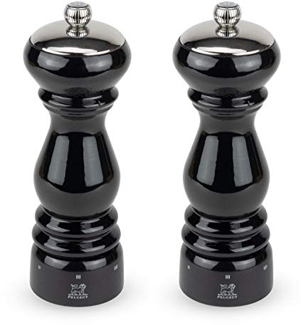 Peugeot Paris Icone U'Select 7-Inch Pepper & Salt Mill Set, Black Lacquer