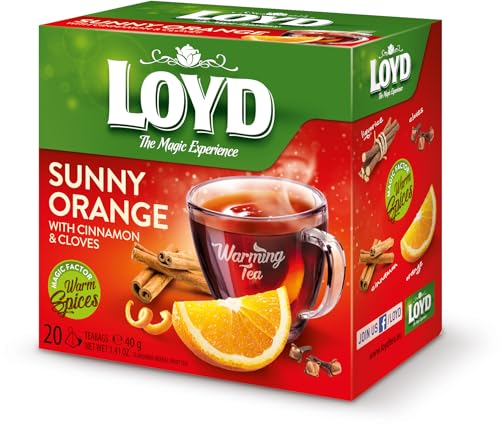 LOYD - Wärmender Tee Orange, Zimt, Nelken - 20 Pyramidenbeutel - Mischung aus Kräutertee, Früchten & Aromatischen Gewürzenr - Süßer & Würziger Geschmack - Perfekte Option für Kühle Abende - 40g