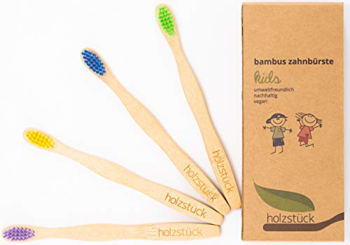Bambus Zahnbürsten - für Kinder - 4er Pack - nachhaltig - Vegan (weich für Kinder)