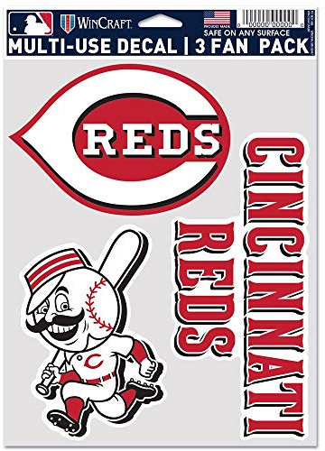 MLB Cincinnati Reds Aufkleber Mehrzweckfächer 3er-Pack, Teamfarben, Einheitsgröße