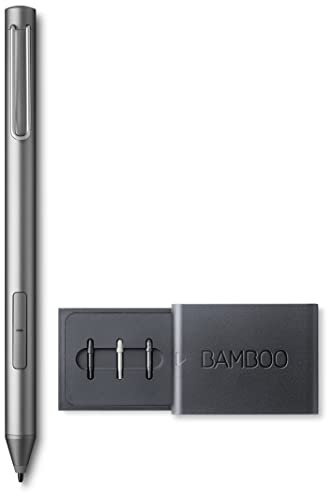 Wacom - Stylet Actif Bamboo Ink Gris de 2ème Génération - 4 096 Niveaux de Pression -Compatible avec Les Appareils Tactiles à Stylet Équipés de Microsoft & ACK42416 Kit de Pointes pour Bamboo Ink