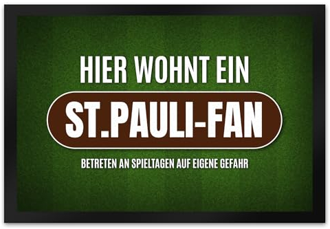 trendaffe - Hier wohnt EIN St.Pauli-Fan Fußmatte XL mit Rasen Motiv