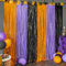Orange-violett-schwarze Folien-Fransenvorhänge, Halloween-Party-Dekoration, 3,2 x 2,5 m, extra großer Lametta-Vorhang, Party-Fotohintergrund für Halloween-Party, Jubiläumsparty