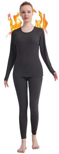 Fomolom Thermounterwäsche Damen einfarbig ultraweich Lange Thermo Unterhose Skiunterwäsche Warme Thermowäsche Set
