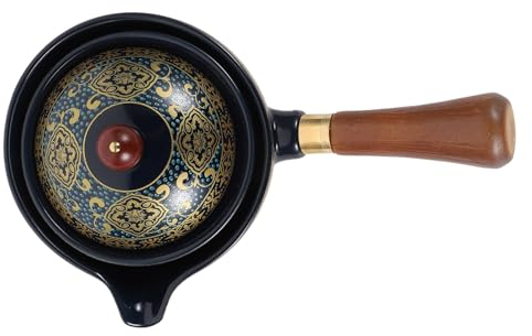 Lurrose Théière en céramique avec manche latéral, fabricant de thé en porcelaine, avec rotation de 360 degrés, distributeur de thé pour thé