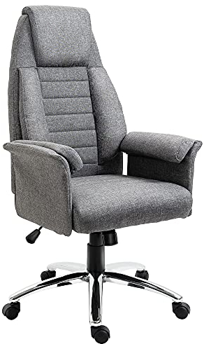 HOMCOM Drehstuhl Chefsessel Bürostuhl Schreibtischstuhl höhenverstellbar, Stoff+Metall, 68x69x116-126cm (Grau)