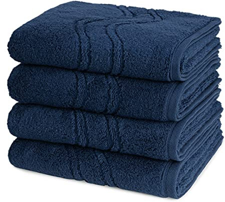 Ross - 4 teiliges Frottier-Set - Cashmere Feeling (4 X Handtuch im Set) - 520 g/m2 - Baumwolle - Walkfrottee - saugstark - weich und flauschig - Nachtblau
