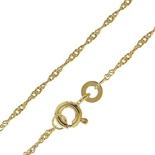 trendor Damen-Kette 333 Gold / 8 Karat Singapur-Collier 1,2 mm breit eleganter Halsschmuck aus Echtgold für Damen, wunderschöne Geschenkidee, 41050-45 45 cm
