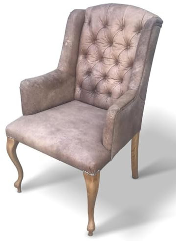 Casa Padrino Chesterfield Echtleder Esszimmer Stuhl mit Armlehnen Luxus Wohnzimmer Sessel Möbel Büffelleder, Lederfarbe:Vintage Cognac