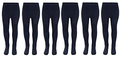 KAV Girls Tights - 6 Pack Simple and Smooth Cotton Tights for Children - Skin-Friendly Bottoms Tights for Everyday Casual Wear Pack 6 (11-12 Y)