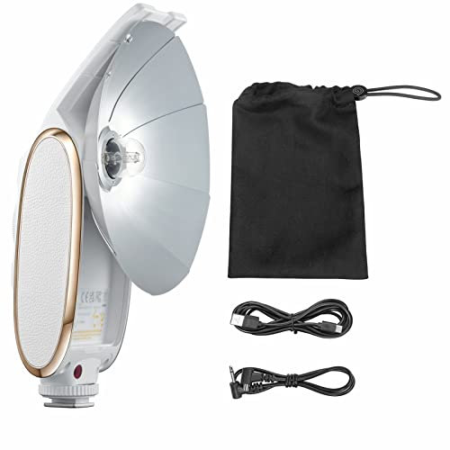 Godox Lux Senior Retro Camera Flash GN14 Color Temperature 6000K Auto & Manual Flash Modes 28mm Focal Length Replacement for Canon Nikon Sony Fujifilm Olympus Hot-shoe Cameras White