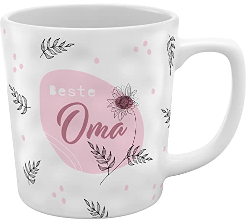 GRUSS & CO Tasse mit Motivdruck Beste Oma | Strukturtasse, Steinzeug, 37 cl, mehrfarbig | Geschenk Oma | 48453